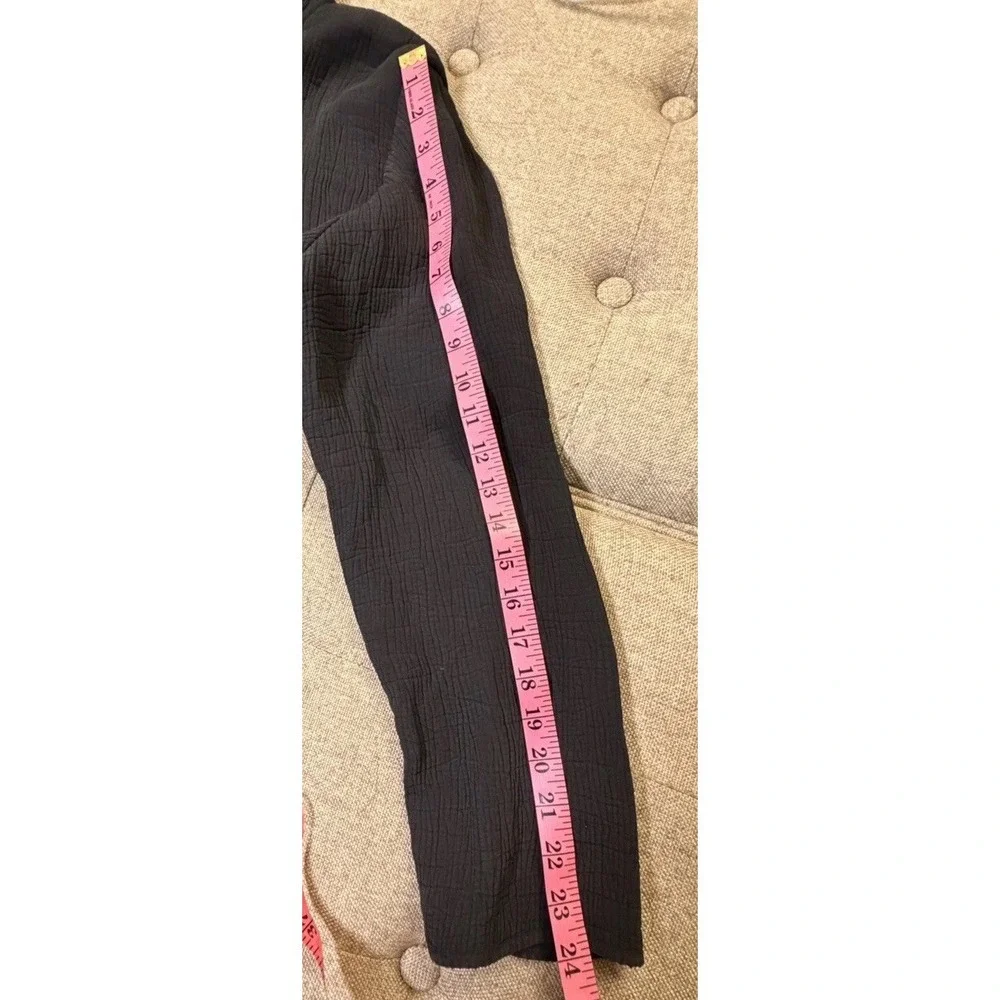 Eileen Fisher Silk Blend Crinkle Textured Open Front‎ Jacket Cardigan Black M